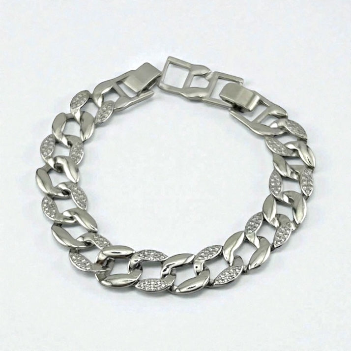 Bold Luxe Bracelet – Silver Cuban Ice"