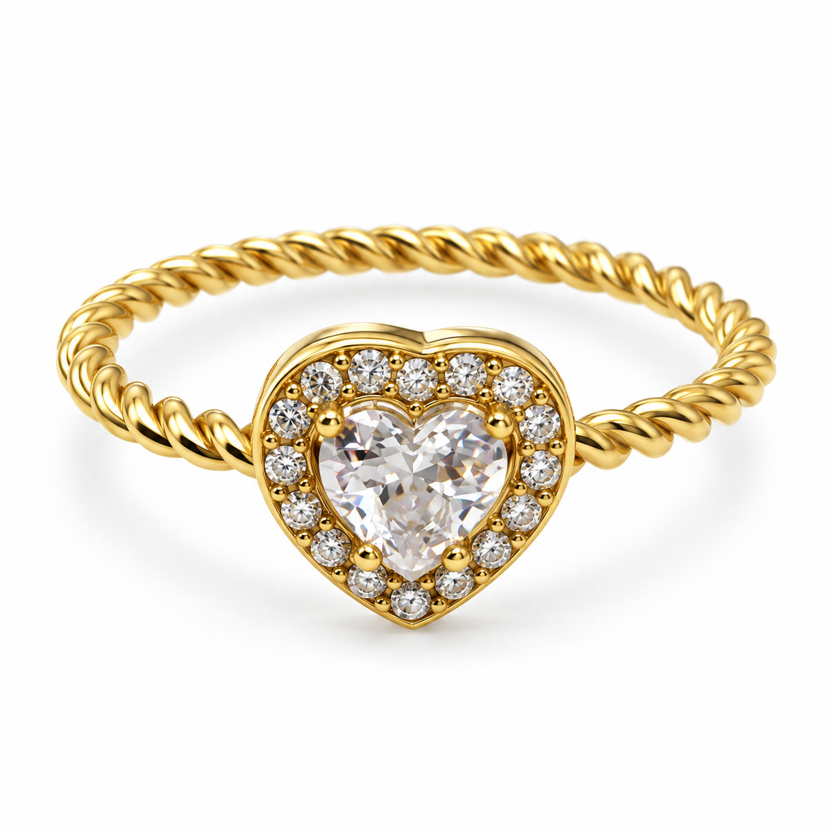 S.steel Heart Twisted Band Ring – Sparkling & Romantic Elegance