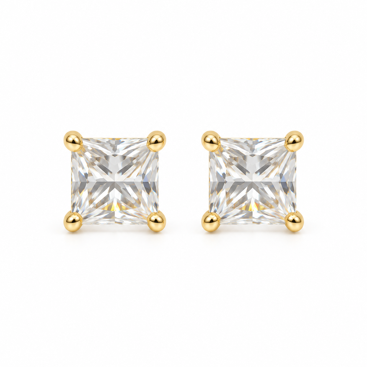 Square-Cut Stud gold Earrings – Gold Plated & Hypoallergenic
