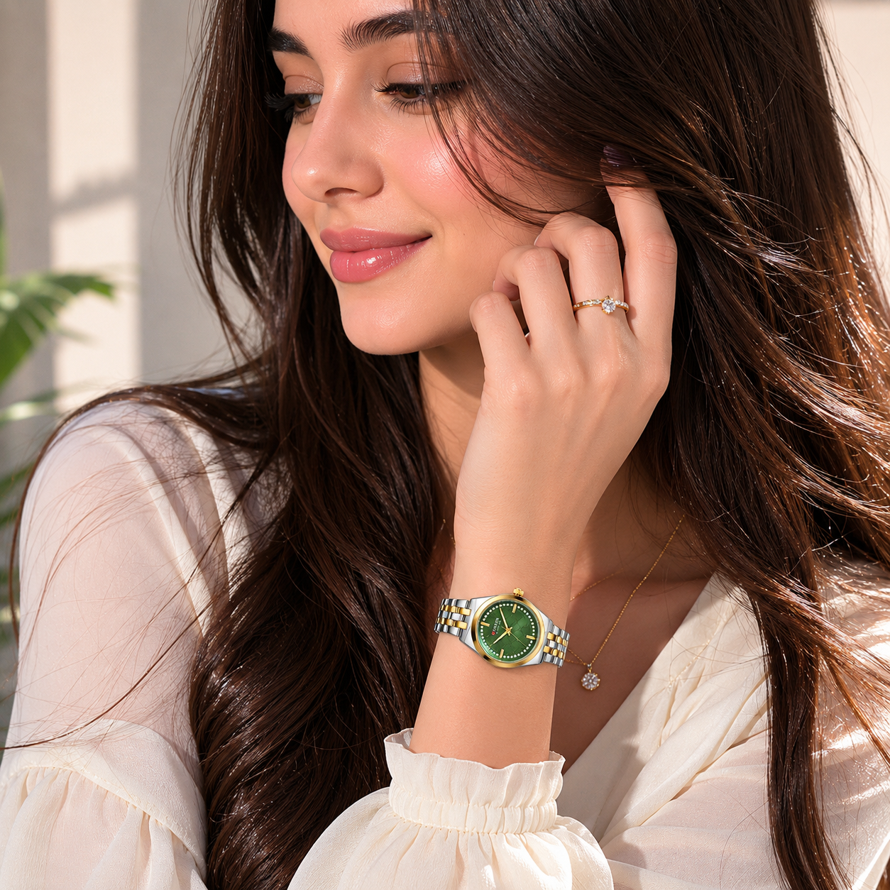 Curren Emerald Luxe Watch – Two-Tone Elegance ✨
