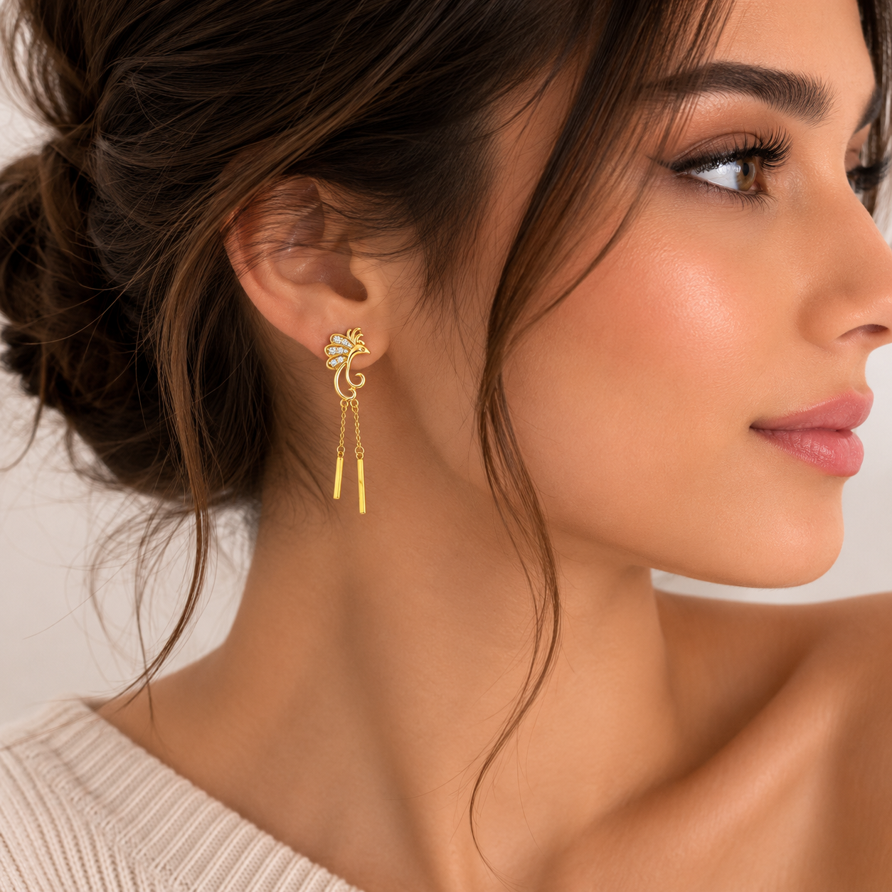 Golden Phoenix Drop Earrings