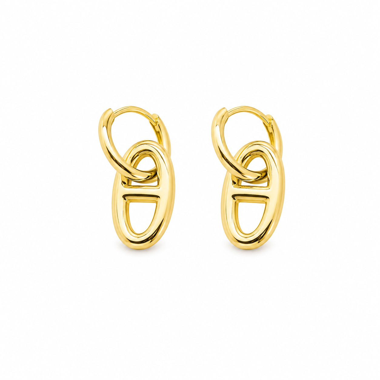 Oval Link Hoop Earrings
