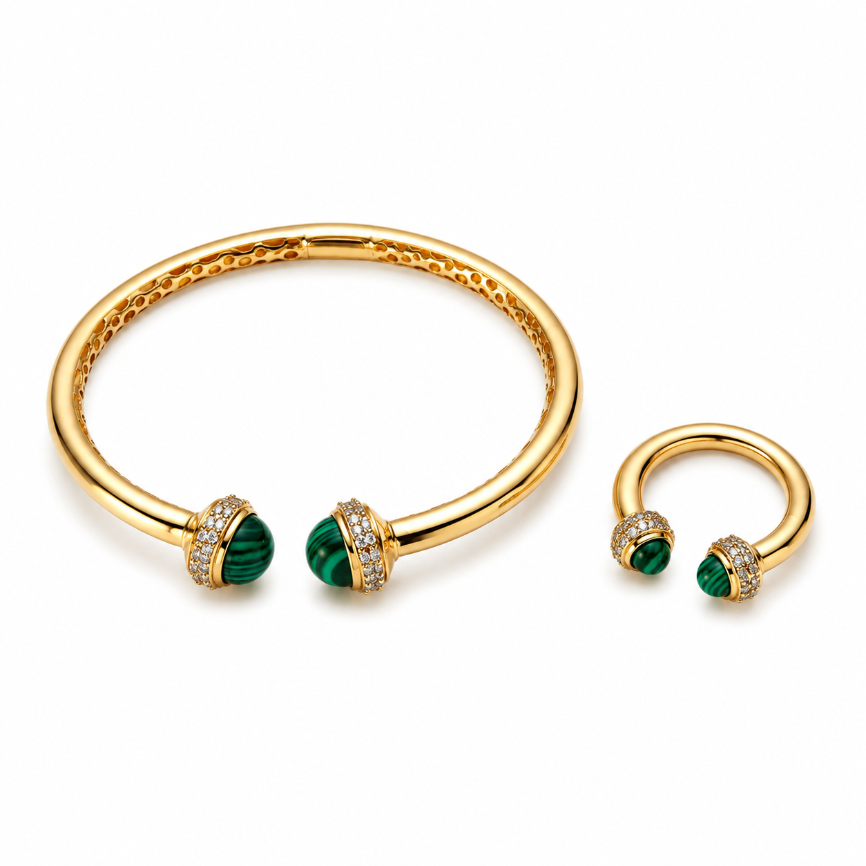 Gemstone himo Elegance Bangle & Ring Set