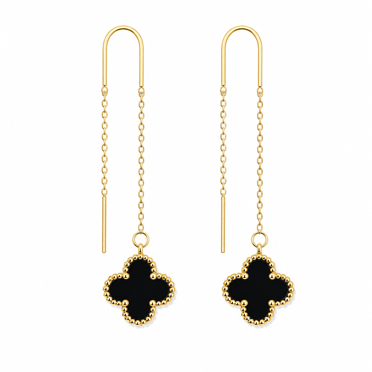 Vancleef Threader Earrings – Black & Green