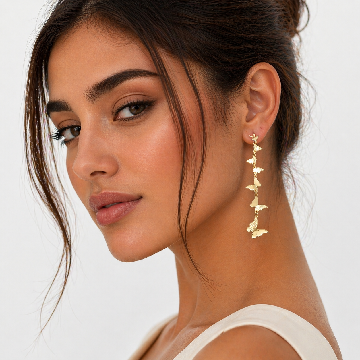 Golden Butterfly Cascade Earrings – Dainty & Dreamy