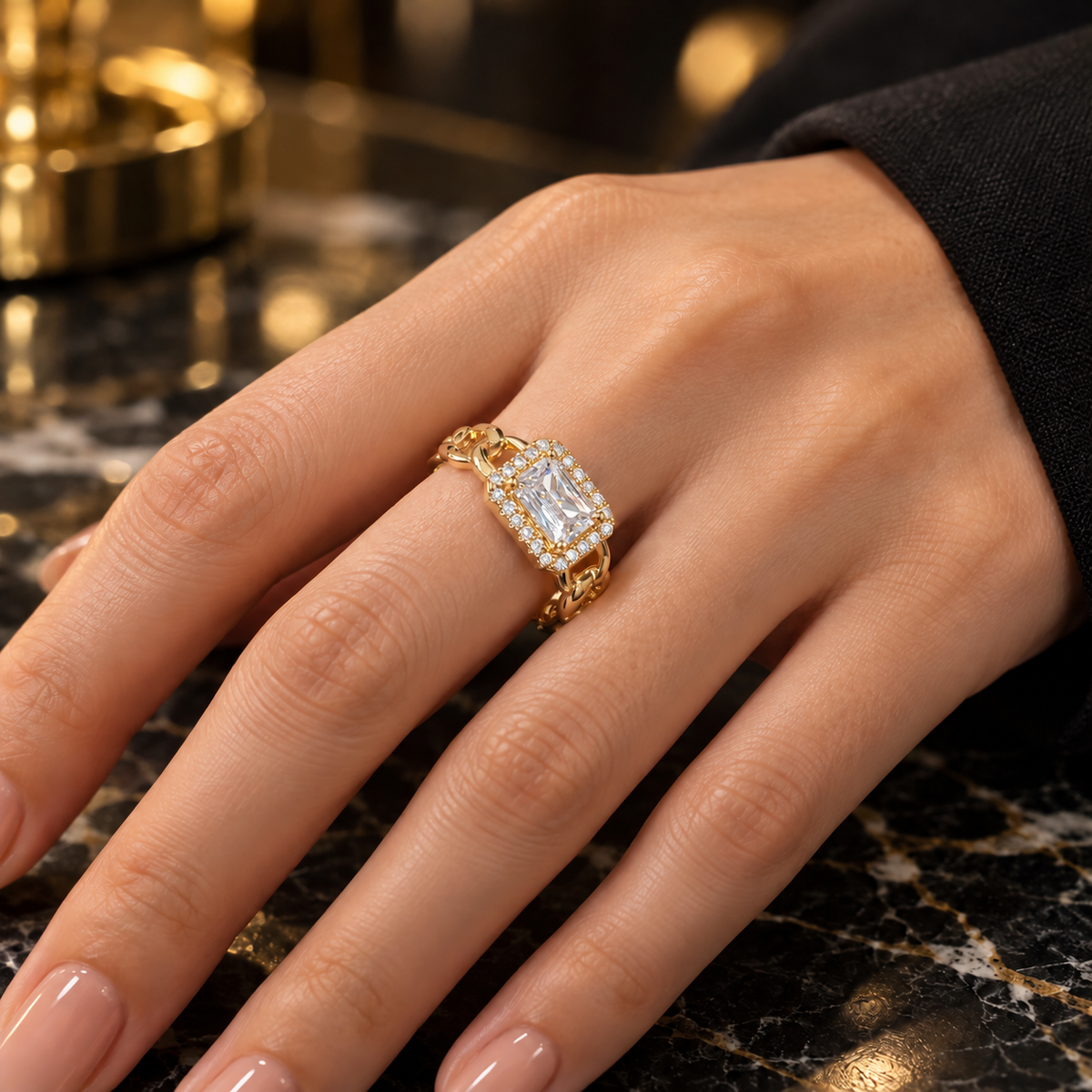 Royal Chain Gem Ring – Multiple Colors