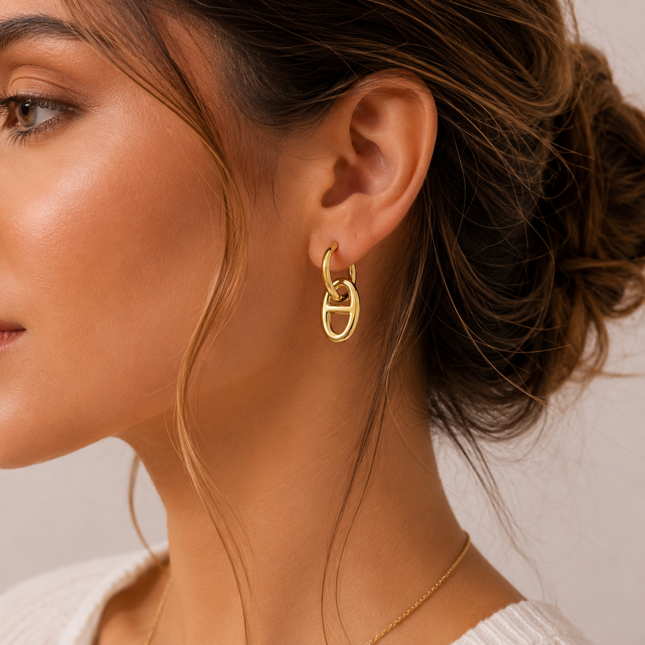 Oval Link Hoop Earrings