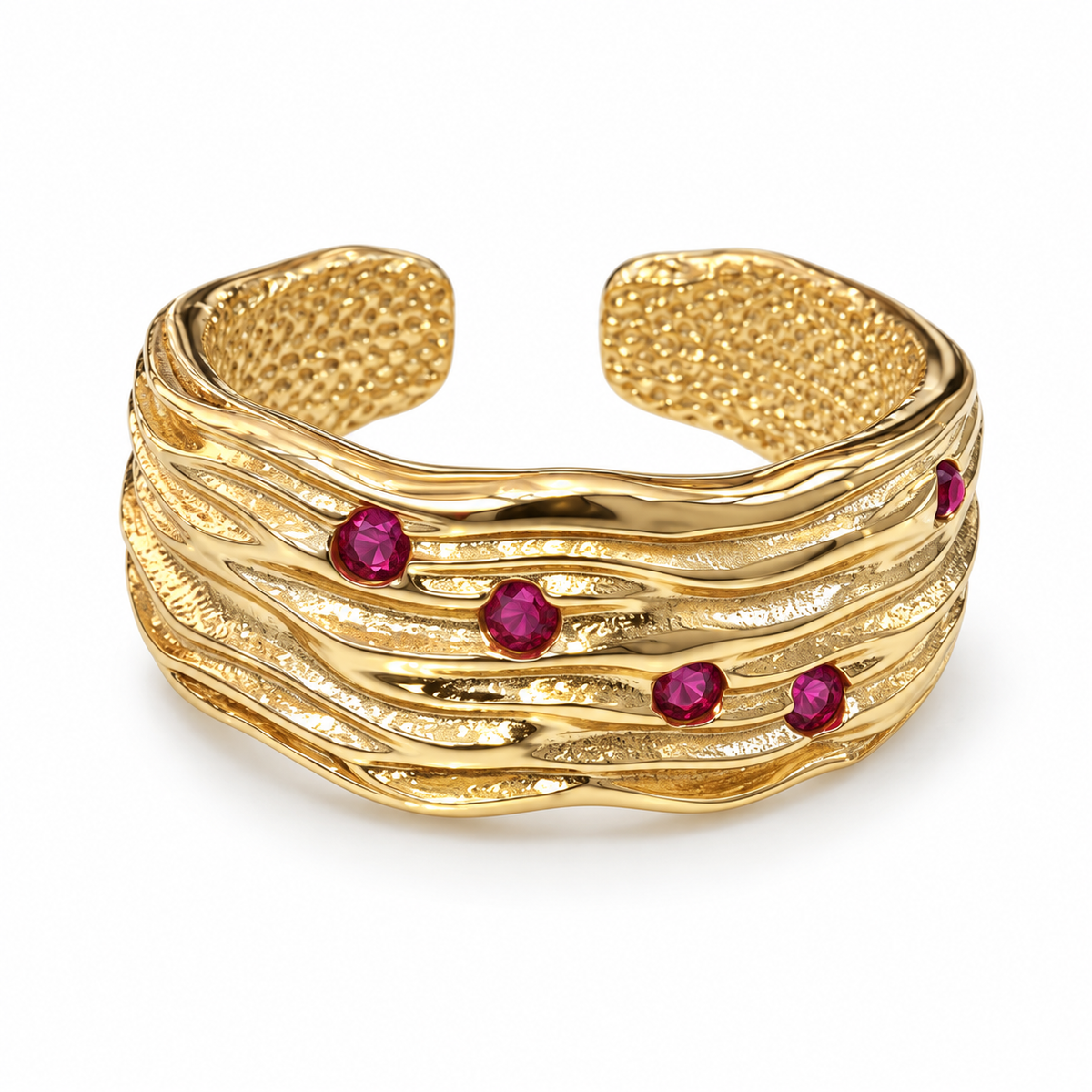 Crimson Wave Ring – Gold & Ruby