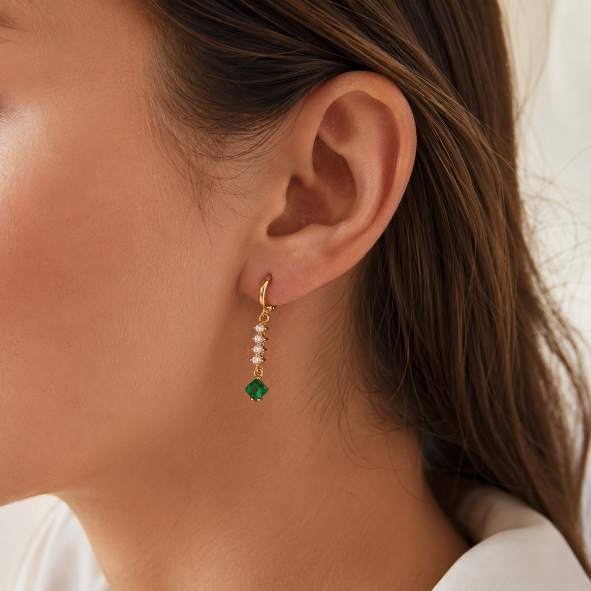 Emerald rosegold Drop Earrings