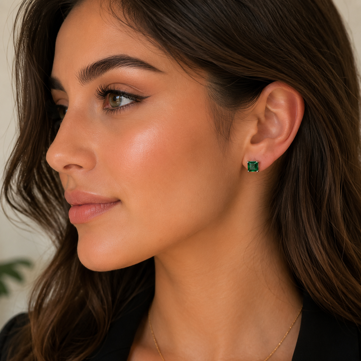 Square-Cut Gemstone Stud Earrings