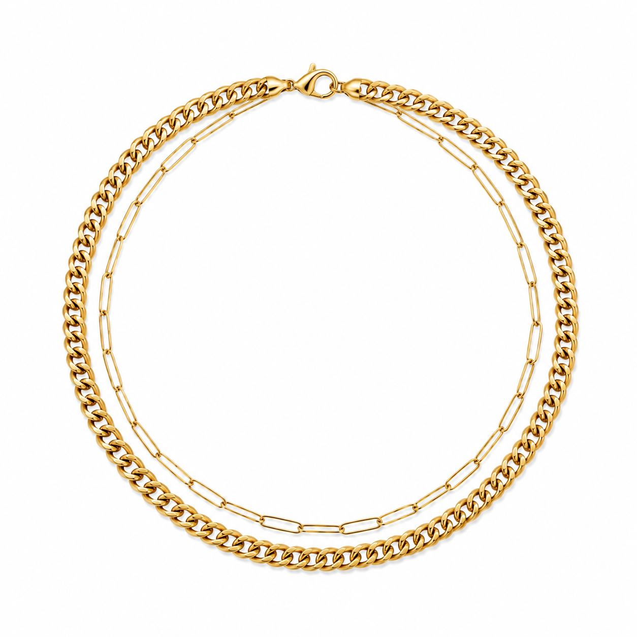 โจ Dual Vibe Chain Necklace โ Gold Edition
