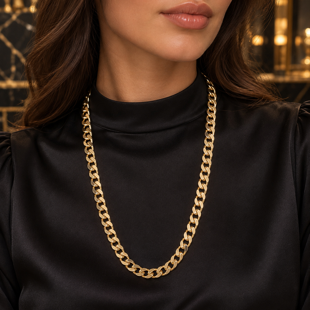 Curb Chain Necklace – Classic Golden Shine