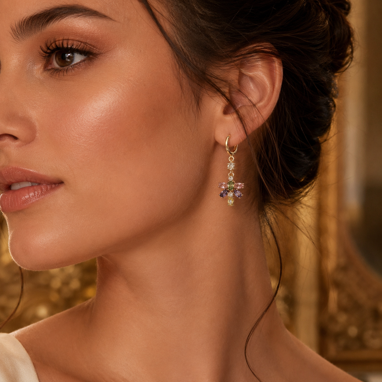 Multicolor Floral Drop Earrings
