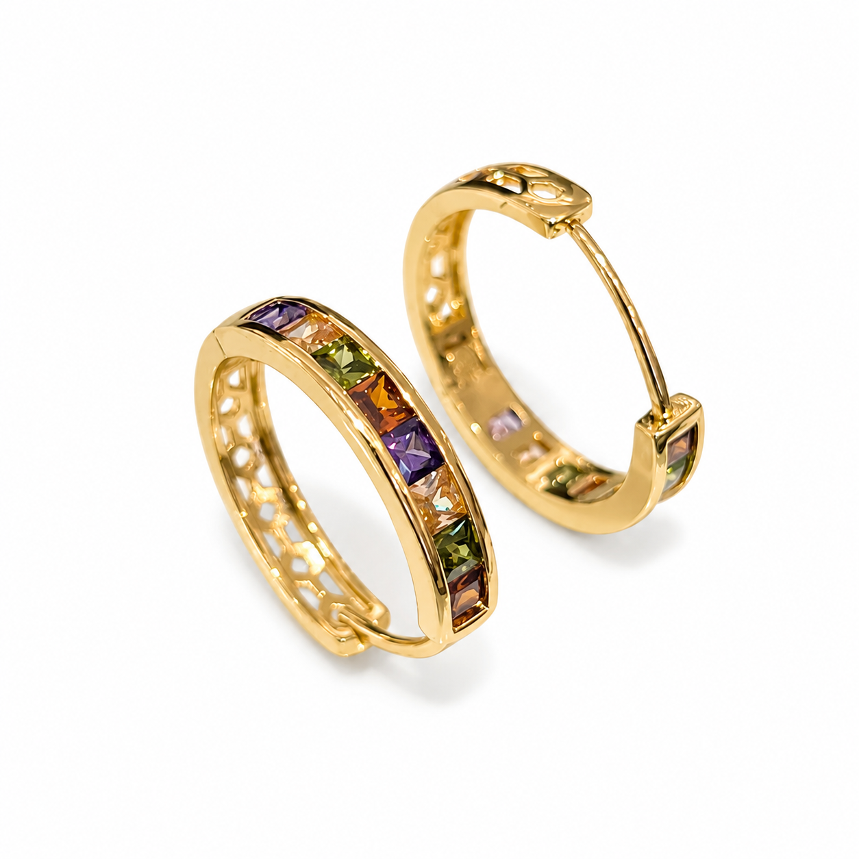 Rainbow Crystal Huggie Earrings