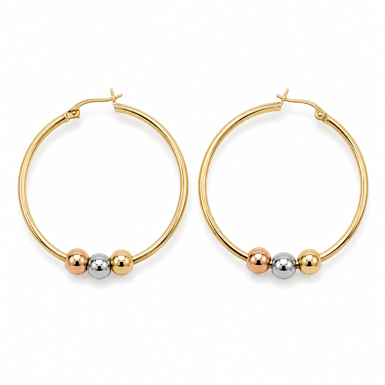 Trinity Bead Hoop Earrings