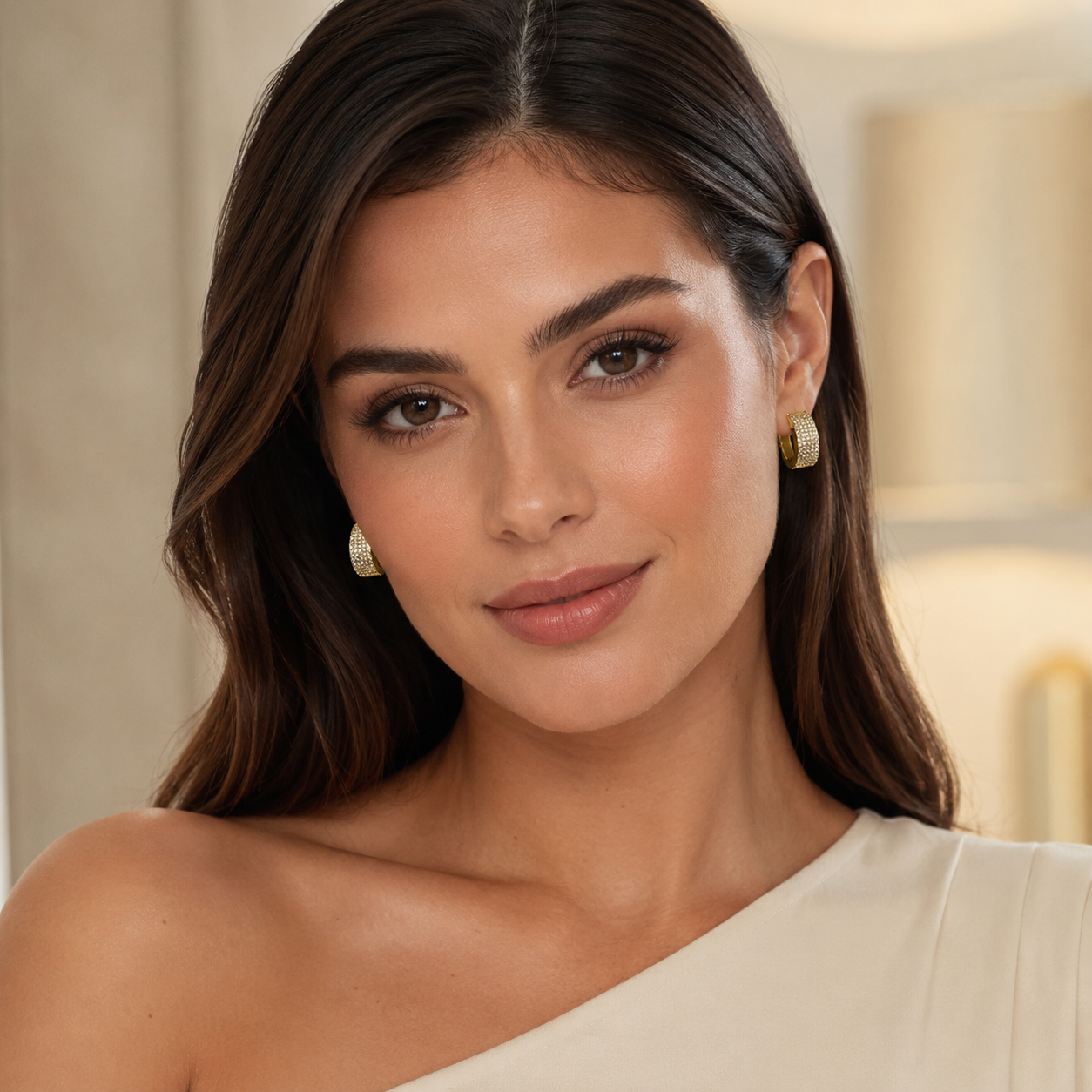 Pavé Huggie Hoop Earrings