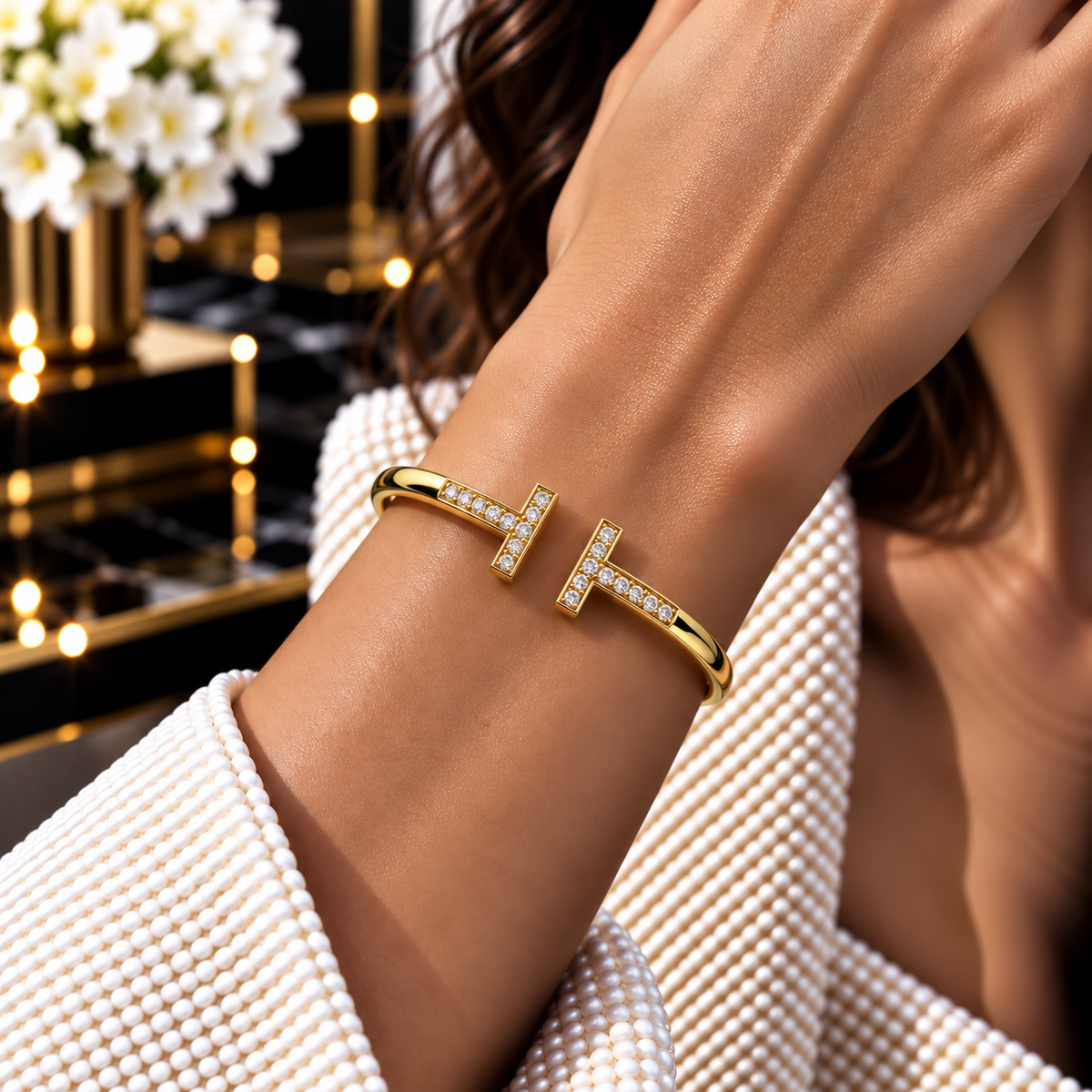Tiffan-y With stone Link Bangle