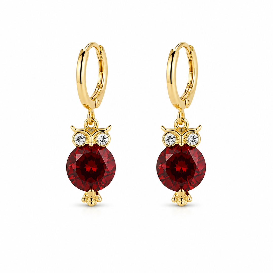 Crystal Owl Huggie Earrings
