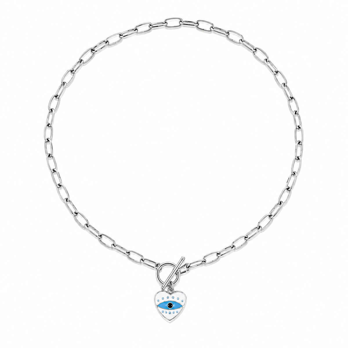 Chain Heart Necklace – Evil Eye Charm