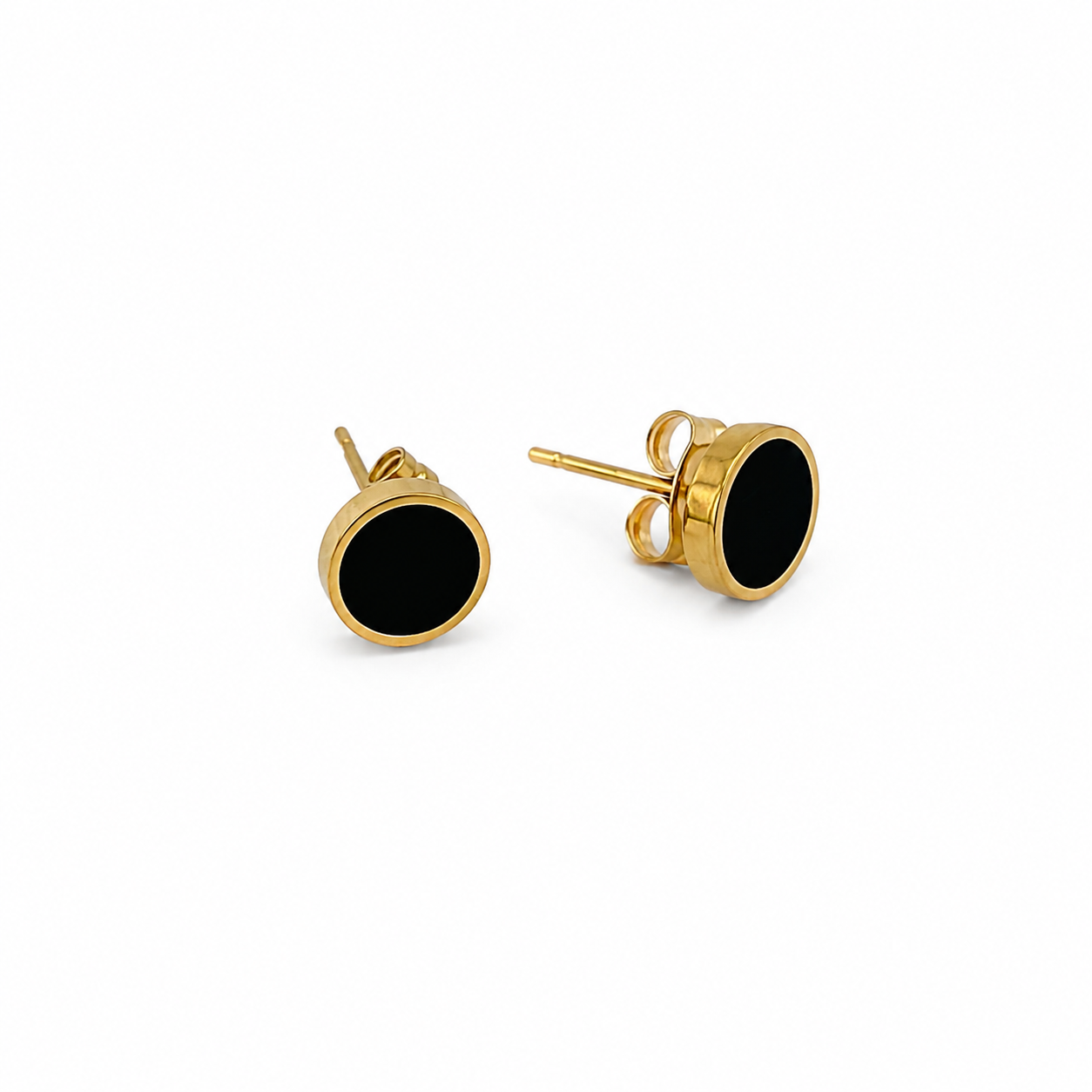 Classic Black Enamel Stud Earrings