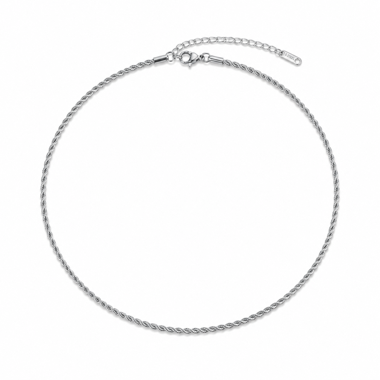 Silver Twisted Rope Necklace – 45 cm
