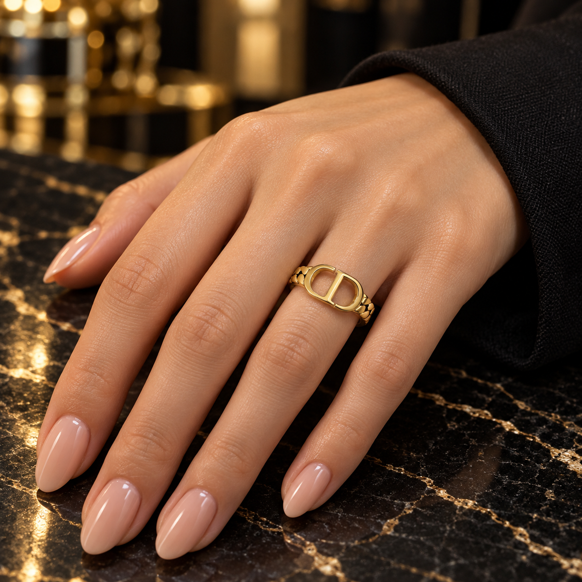 S.steel cd Iconic Link Ring – 18K Gold-Plated