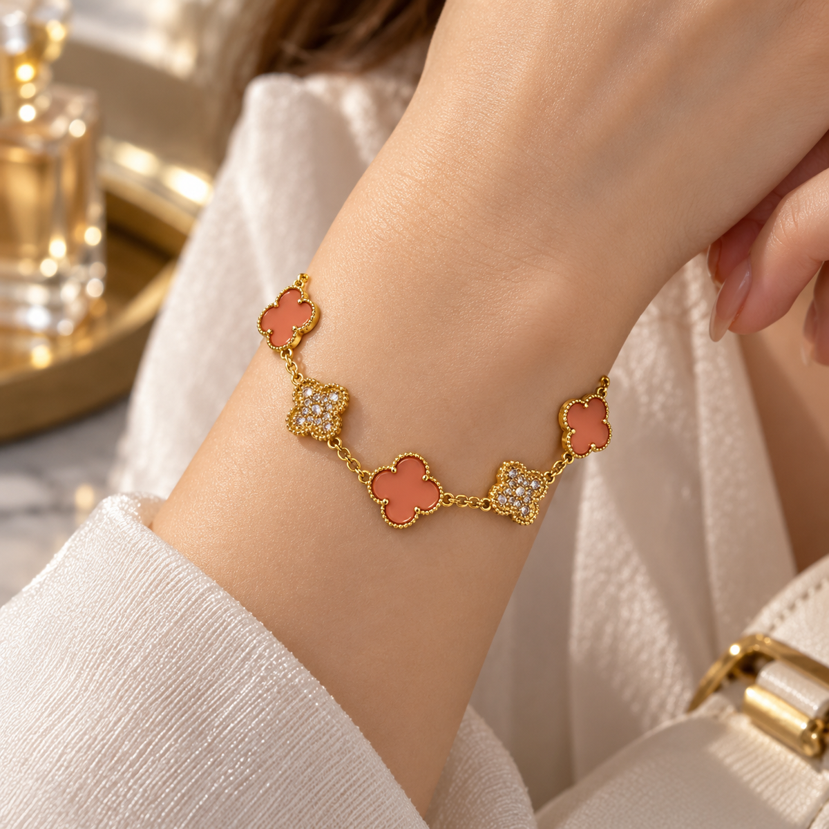 Colorful with stone Clover bracelet