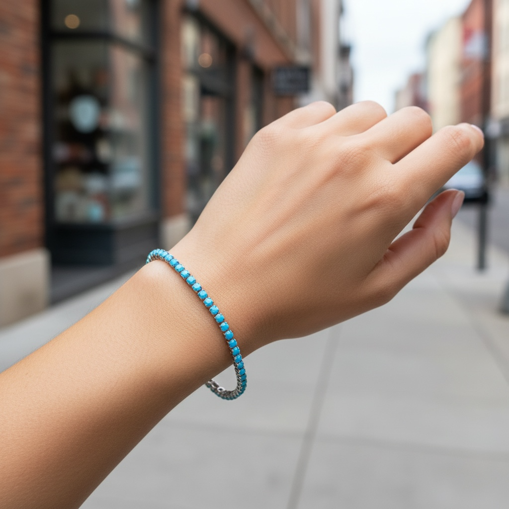 Tennis Bracelet Trio – Silver & Turquoise
