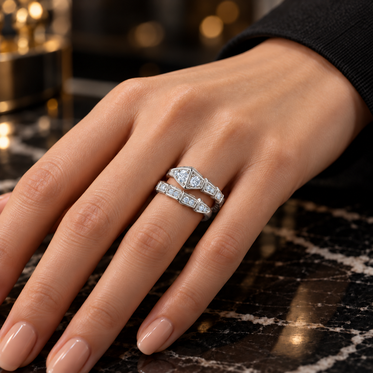 Snake Spark Wrap Ring – Modern Elegance