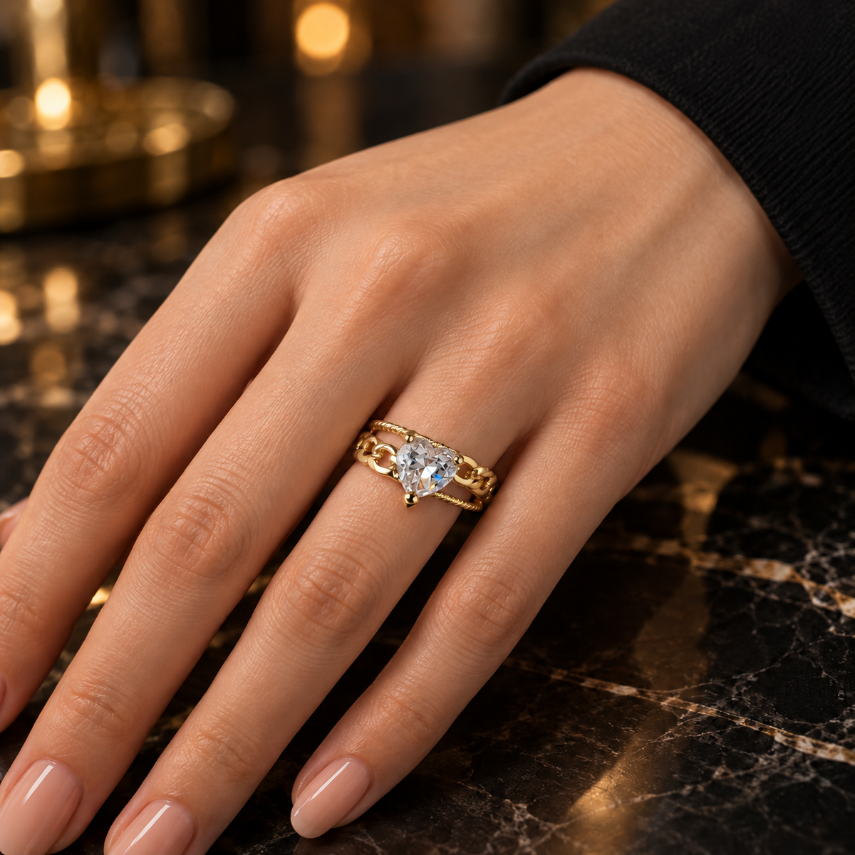 Chained Heart Ring
