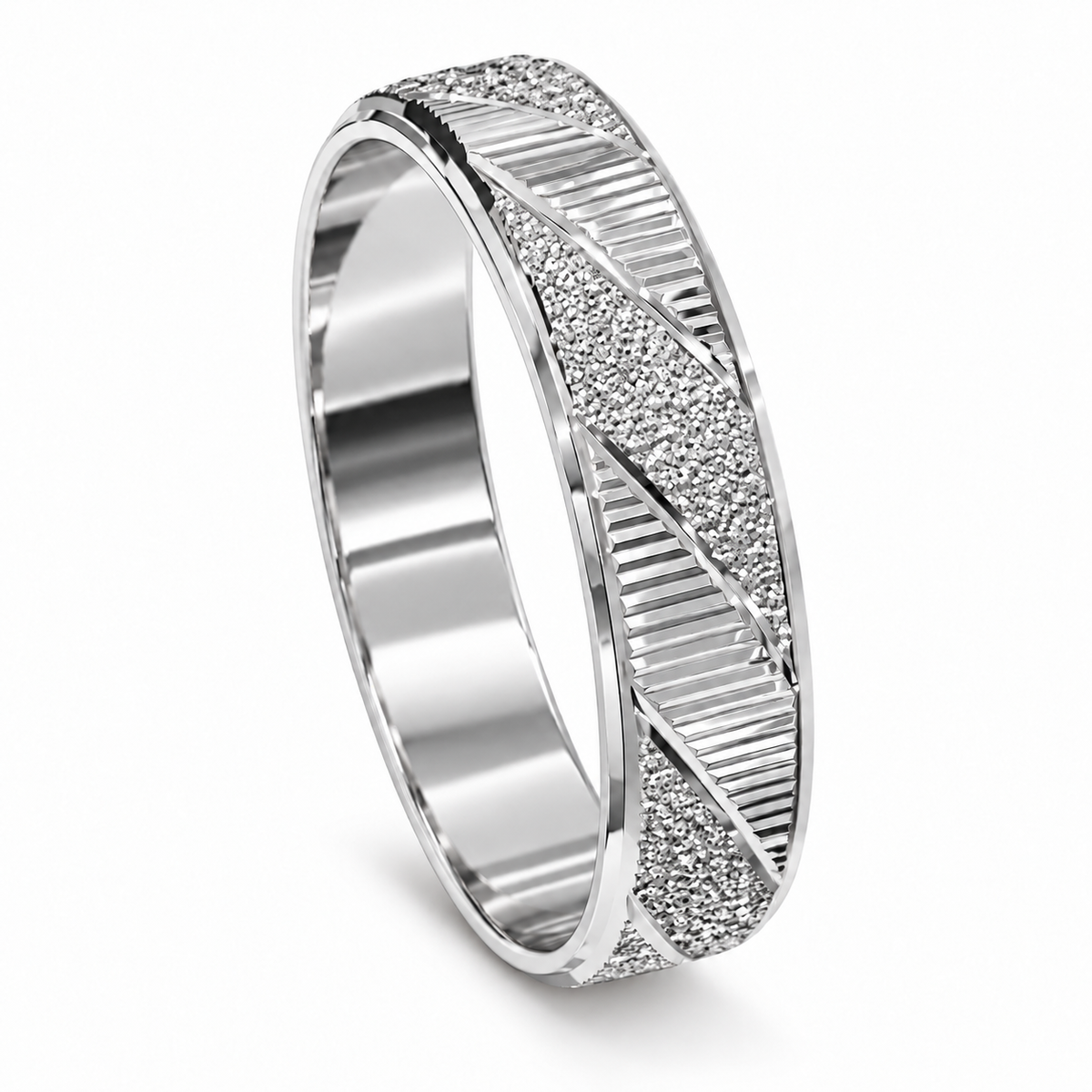 wedding ring Etched Elegance Band – Silver & Gold