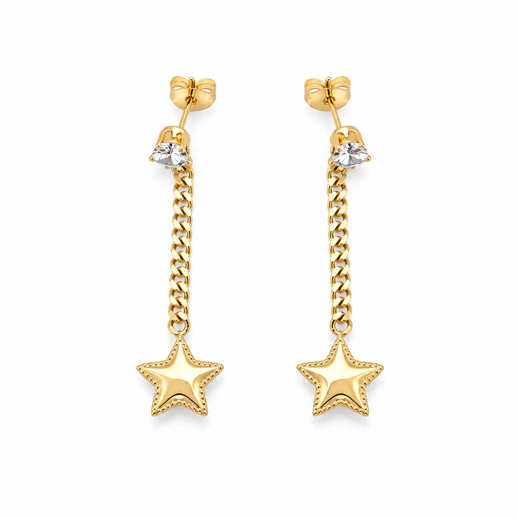 Golden Star Chain Earrings