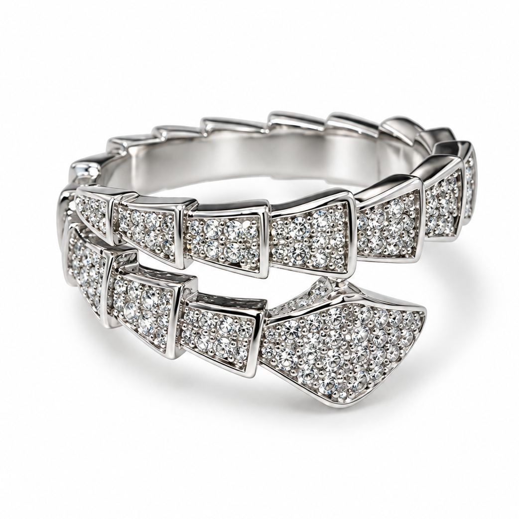 Sparkling snake Serpent Wrap Ring