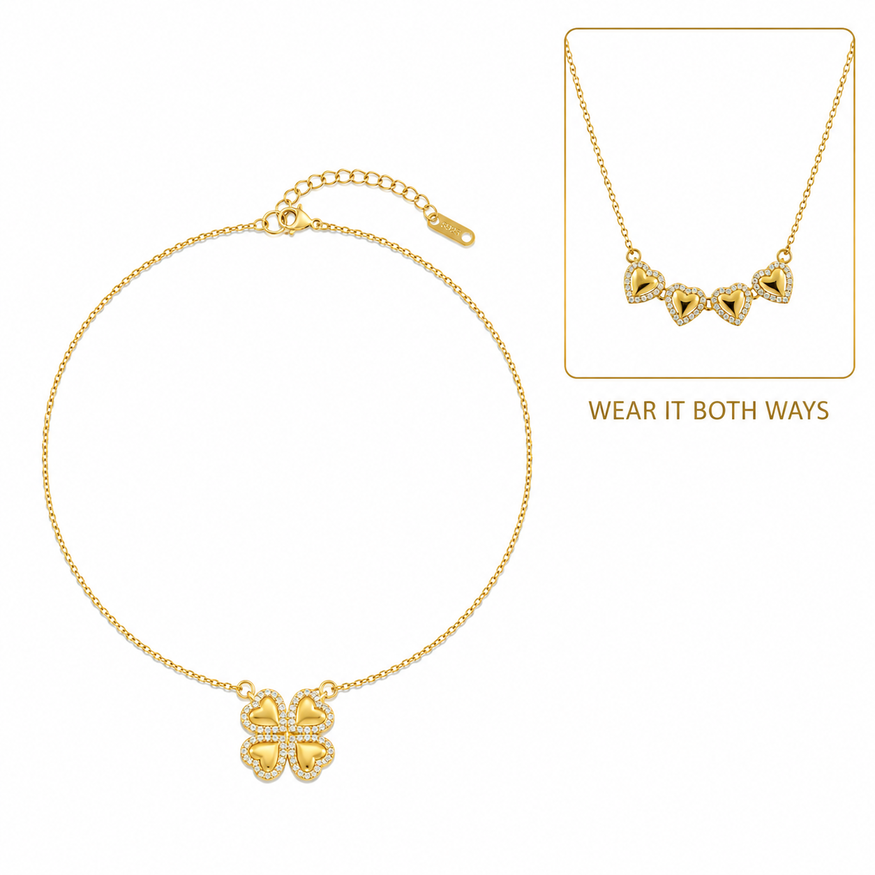 Convertible Clover Heart Necklace (2-in-1)