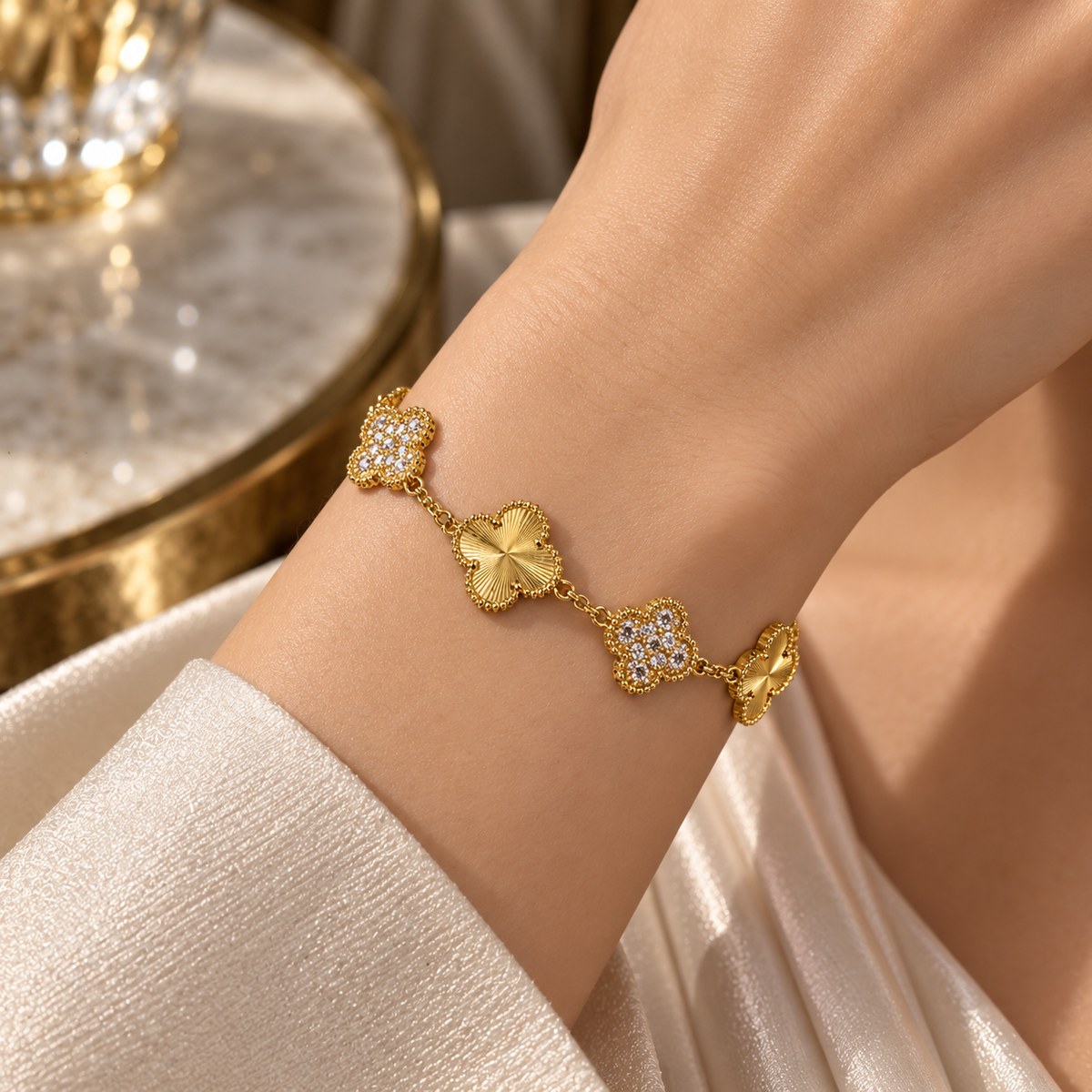 Colorful with stone Clover bracelet