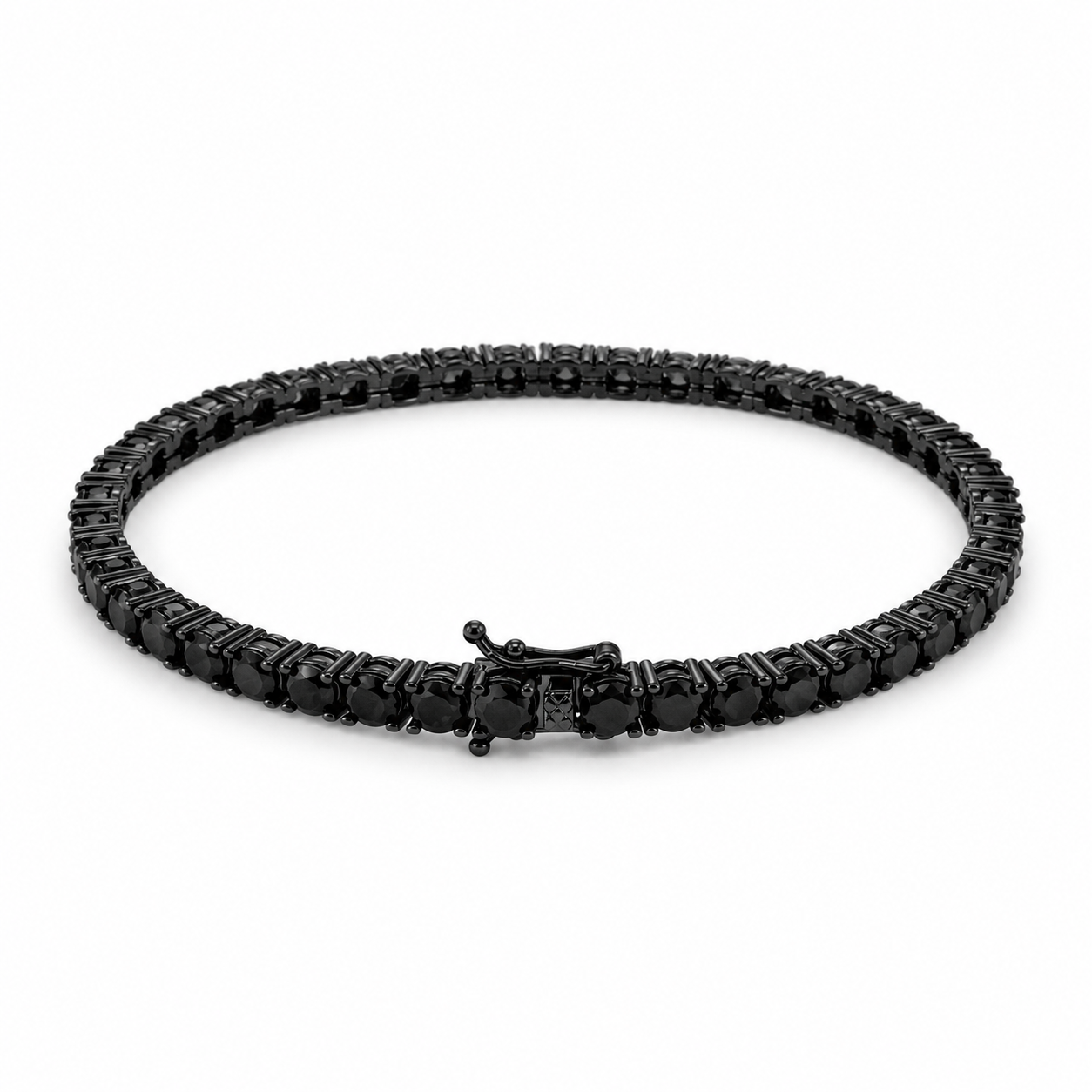 Full Black Stainless Steel Tennis Bracelet – (4 mm)