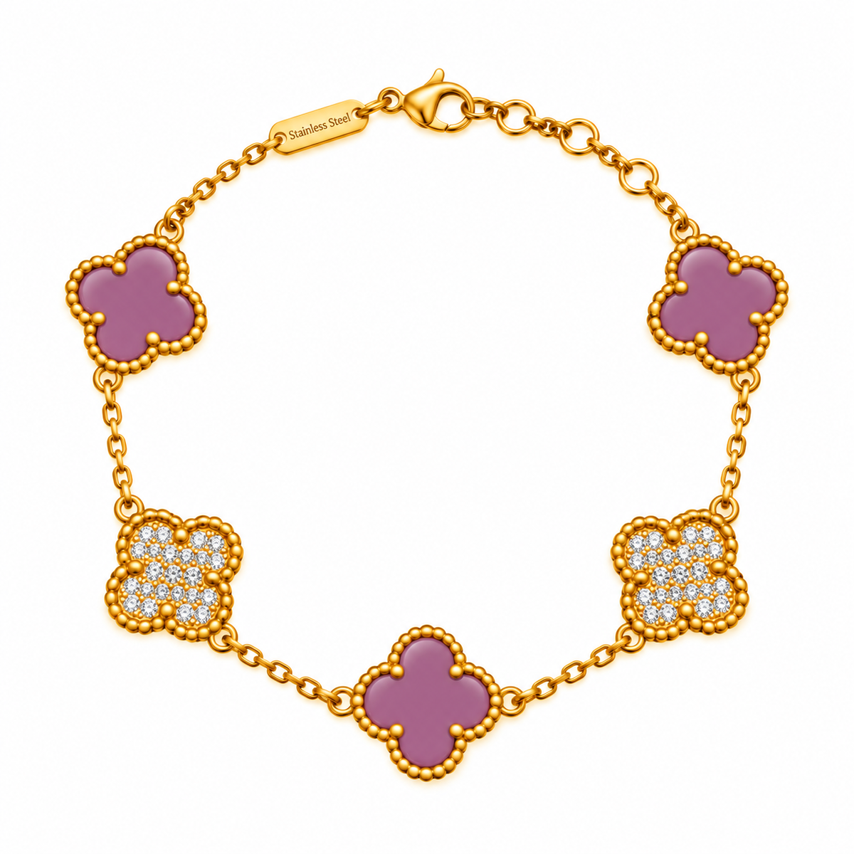 Colorful with stone Clover bracelet