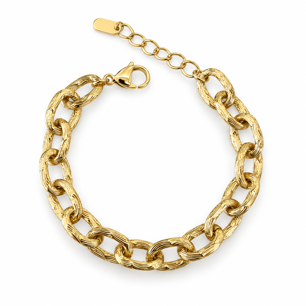 Textured Oval Chain Bracelet