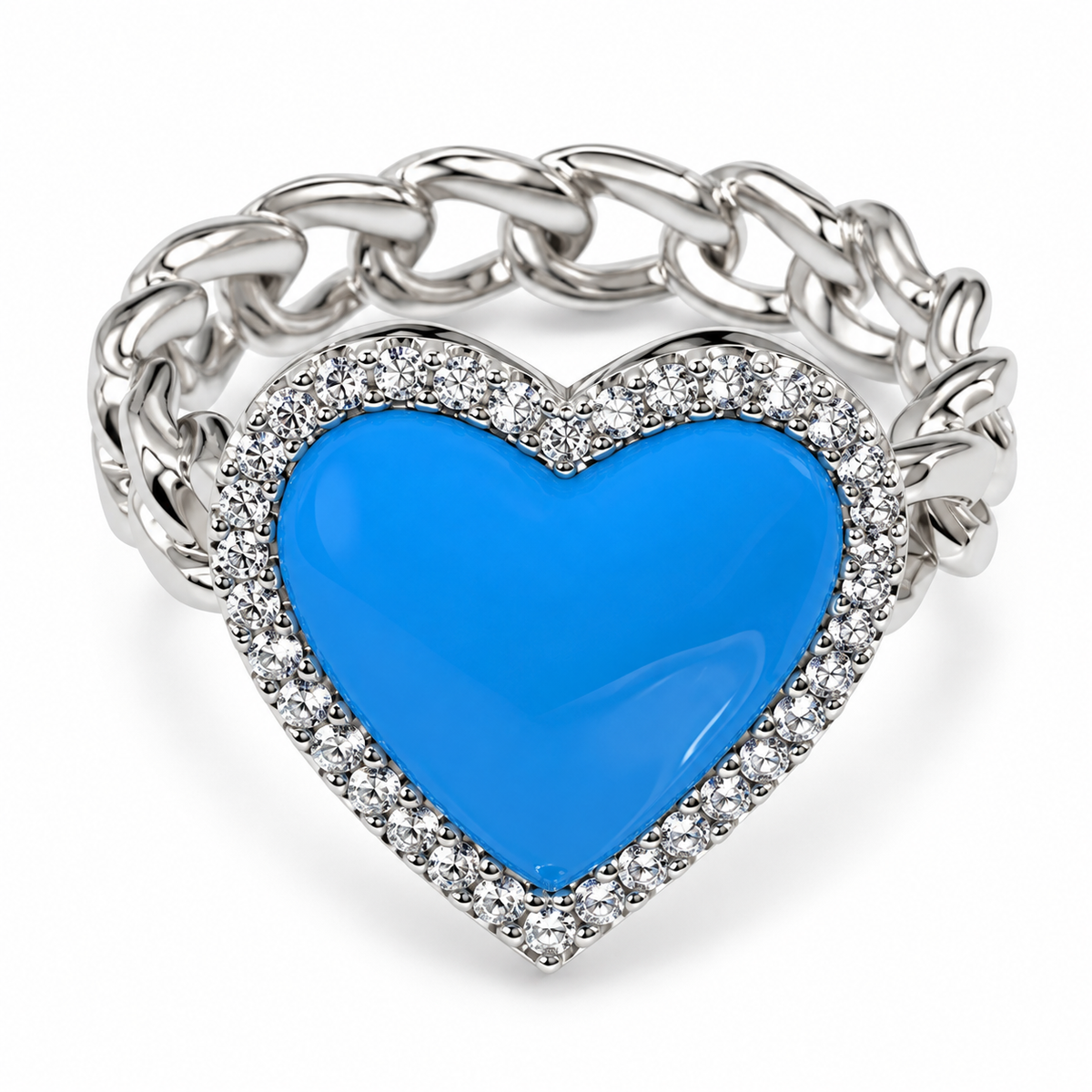 Enchanted Heart Chain Rings – Silver Finish