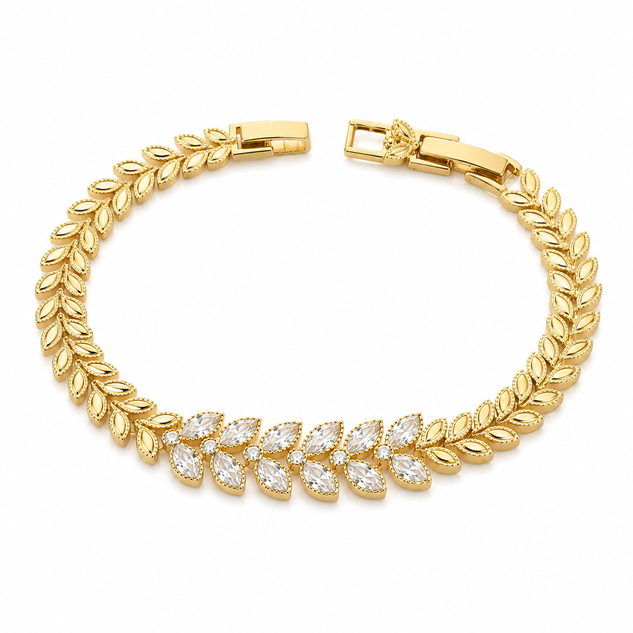 Strass “Golden Leaf” 18K Gold-Plated Bracelet 🌿✨