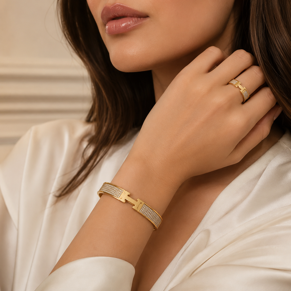 Bold Set – Gold Banglet & Ring | Poshewix – view 2