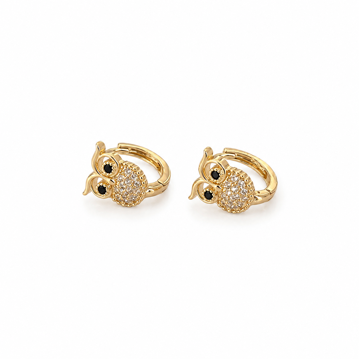 Crystal Owl Huggie Earrings