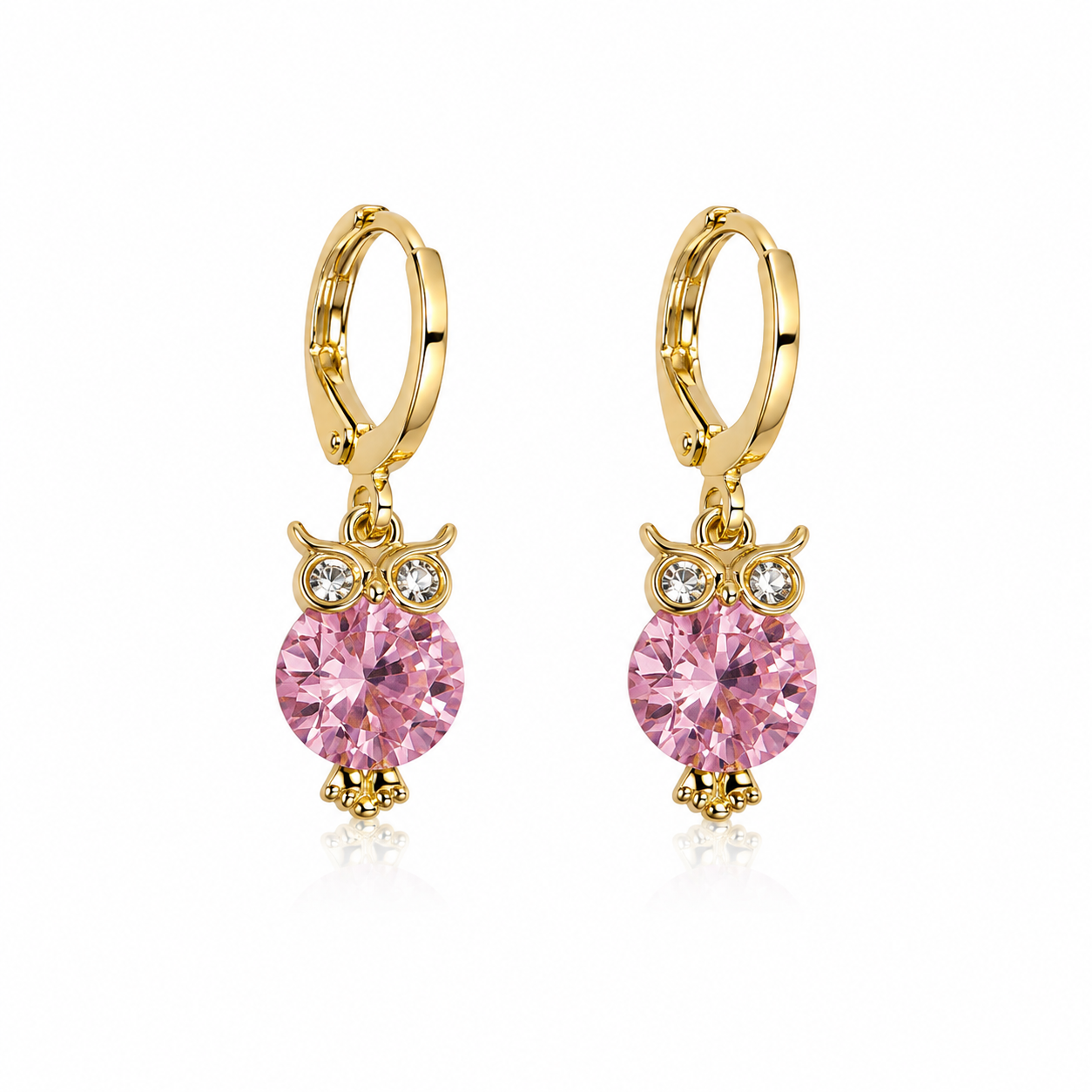 Crystal Owl Huggie Earrings
