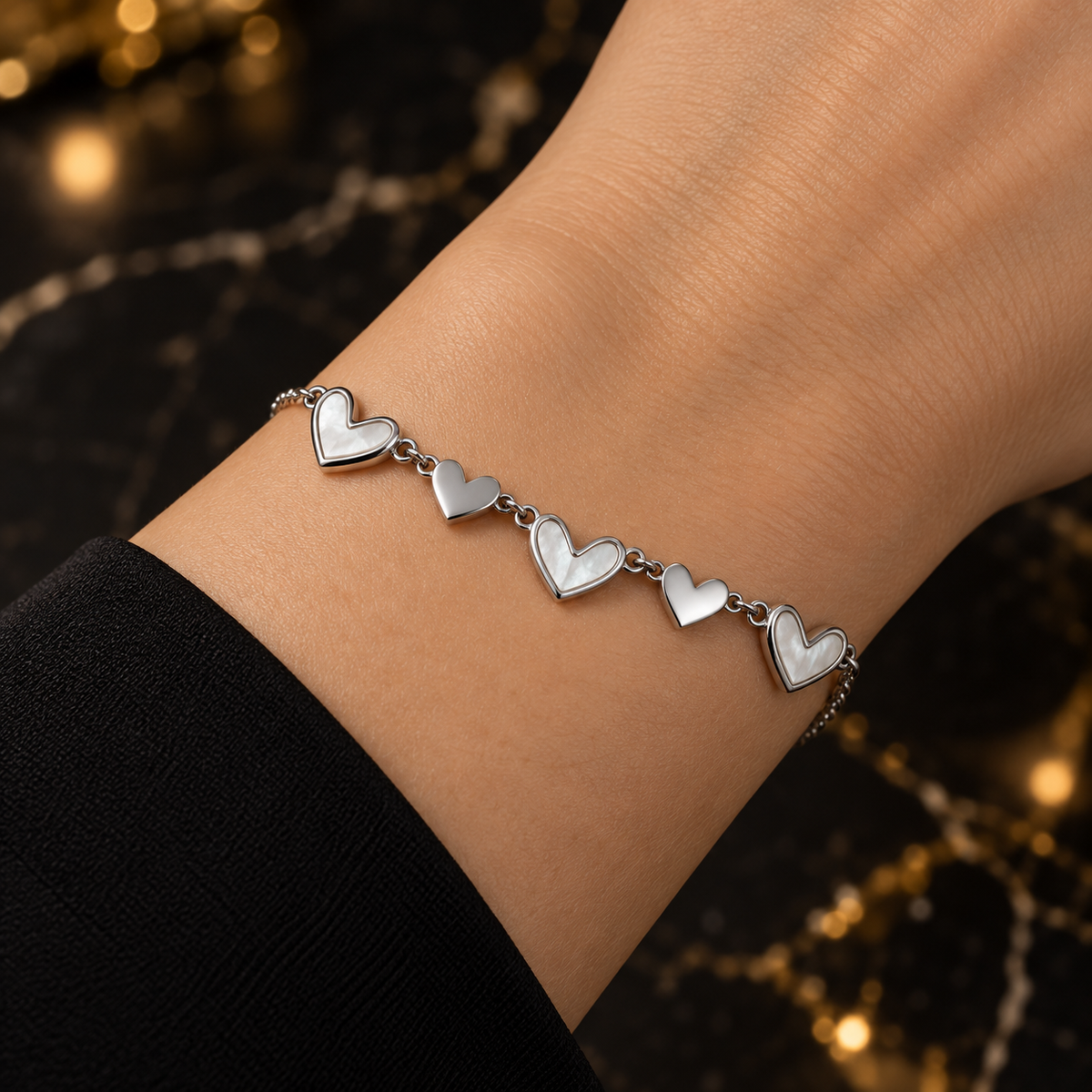 S.steel Pearly Heart Chain Bracelet