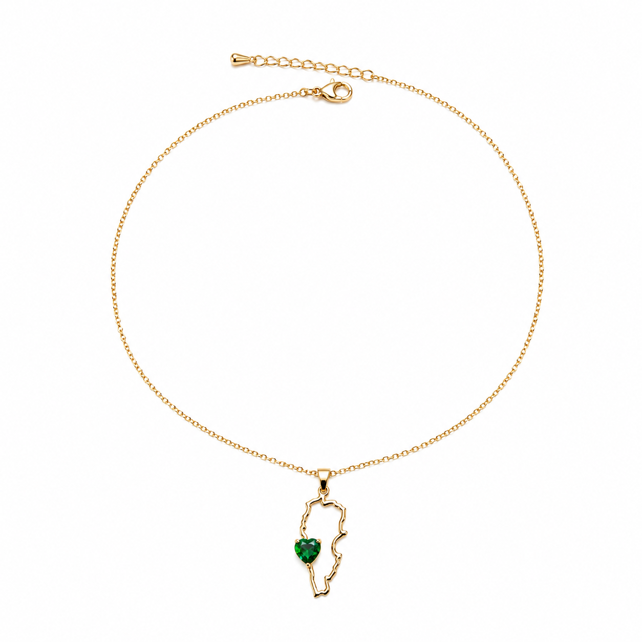 Lebanese Green Heart Map Necklace