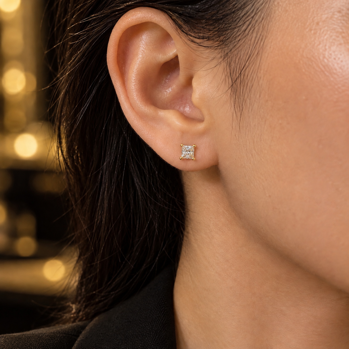 Square-Cut Stud gold Earrings – Gold Plated & Hypoallergenic