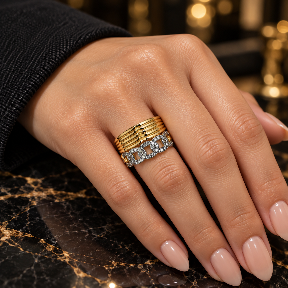 Cuban Elegance Ring” – Dual Spark Edition(free size)