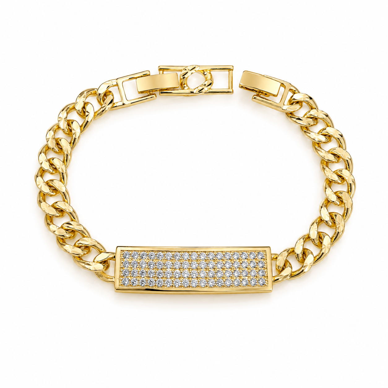 Strip Crystal Bar Cuban Bracelet
