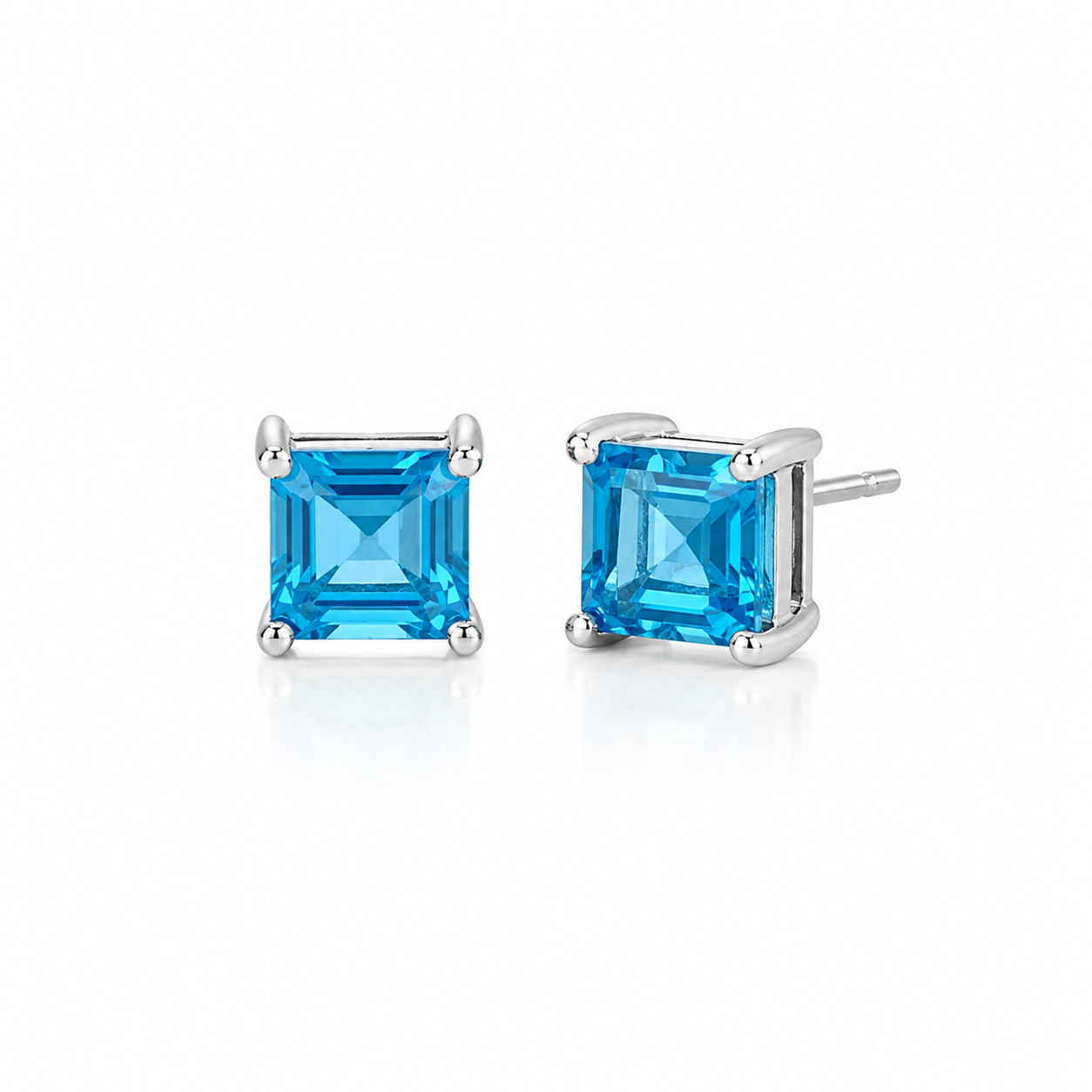 Square-Cut Gemstone Stud Earrings