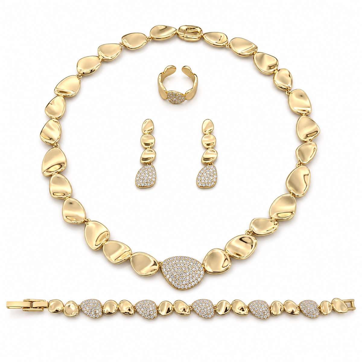 Golden Pebble Jewelry Set